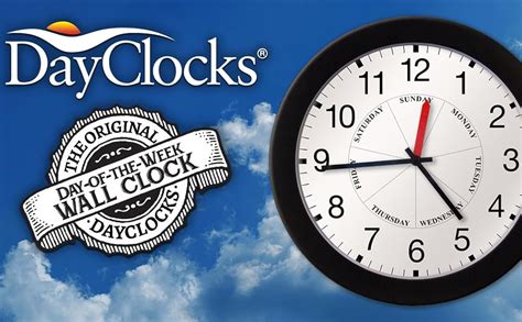 Dayclocks Time And Day Of The Week Wall Clock With Solid Plastic Frame Weekly Analog Clock With