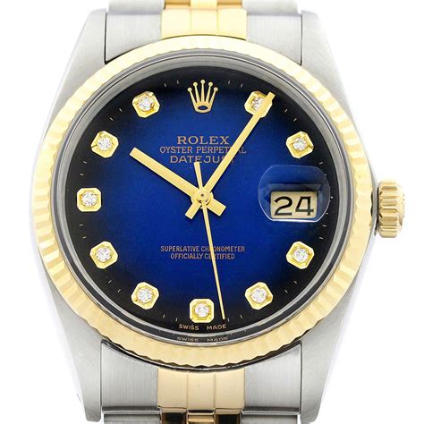 Lot Detail Rolex Mens Datejust K Gold Ss Blue Vignette