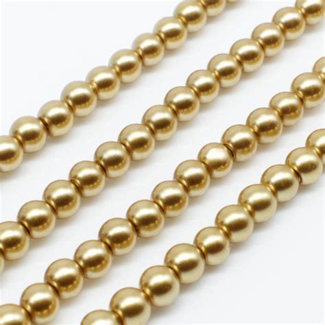 Glass Pearl Round Beads 4mm Antique Gold Craft Hobby And Jewellery Supplies Totally Beads