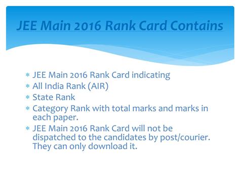 Ppt Know All About Jee Main Rank List Powerpoint Presentation