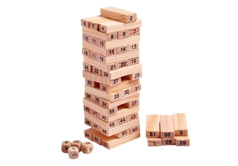 54pcs Wooden Tumbling Jenga Tower Blocks Gamedice Toys Games Toys