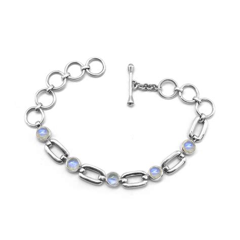 Rainbow Moonstone Bracelet 925 Solid Sterling Silver Bracelet June