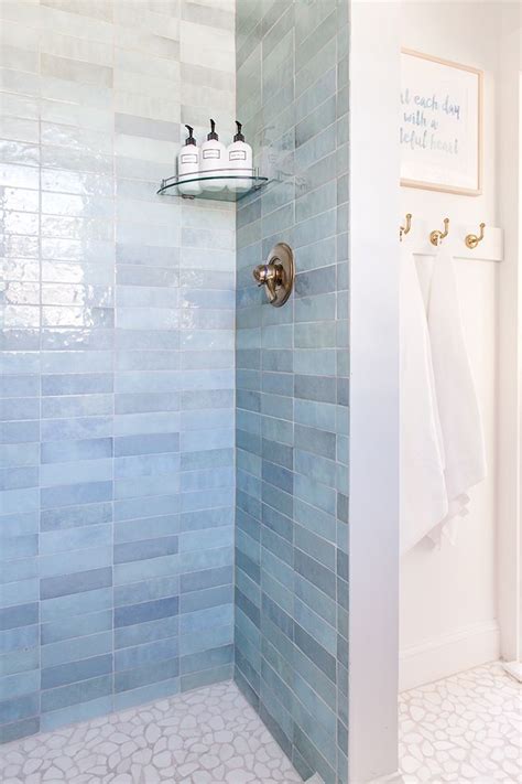 Blue Lagoon Bathroom Reveal Jenna Sue Design Blue Shower Tile Blue