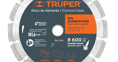 11581 DID 340 DISCO DE DIAMANTE DE 4 X 2 1 MM RIN SEGMENTADO TRUPER