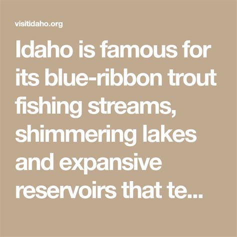 Idaho Fishing Find Blue Ribbon Trout Streams And More Blue Ribbon