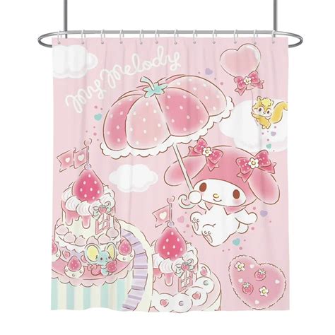 Sanrios Mymelody Cinnamoroll Kuromi Kawaii Anime Cartoon Shower Curtain