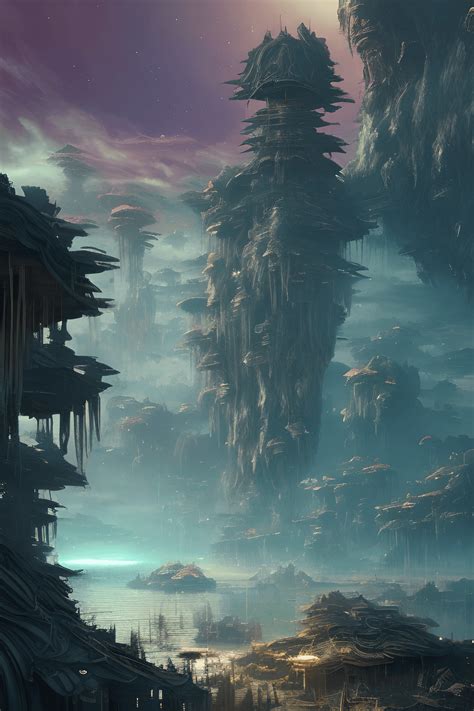 Beautiful Alien Village On An Alien Planet · Creative Fabrica
