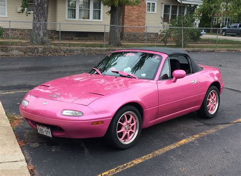pink sports car street racing cars miata   mazda miata miata
