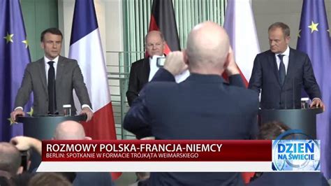 Trójkąt Weimarski nagły szczyt Donald Tusk Olaf Scholz i Emmanuel