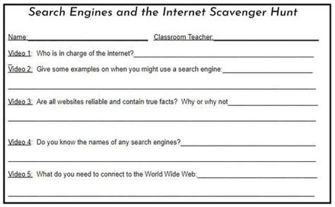 4th 1 Research Scavenger Hunt Our Digital Classroom