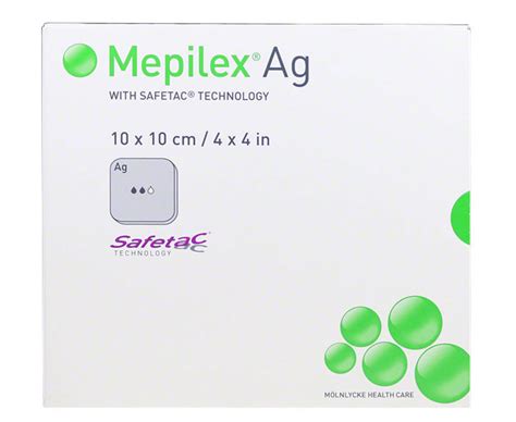 Molnlycke 287100 Mepilex Foam Dressing AG 4 in. x 4 in. (Each) – Ford ...