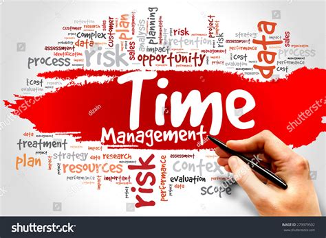 Time Management Word Cloud Business Concept Stock Photo