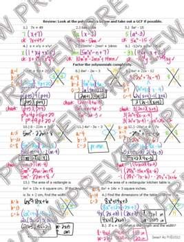 Factoring Polynomials Guided Notes And Practice By Sweet As Pi