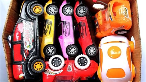 Basket Full Of Toy Vehicles Racing Car Cartoon Car Police Car Rab