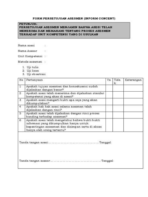 Form Persetujuan Asesmen Inform Concent Pdf