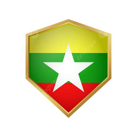 Myanmar Flag Clipart Png Images Myanmar Flag Vector With Gold Shield