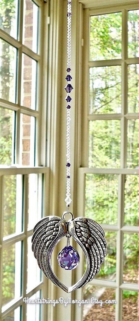 Angel Wings Car Charm Suncatcher Made With Pewter Wings And Swarovski