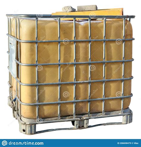 Large Plastic Tank With Fittings Used To Store Water On A Construction