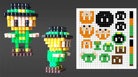 How To Make 3d Leprechaun Out Of Perler Beads Youtube