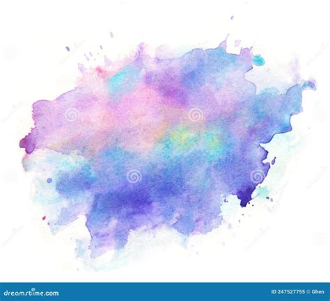 Watercolor Abstract Splash Multiple Colors Isolated On White Stock