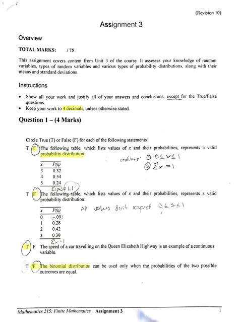 Math Assignment Assignment Overview Total Marks