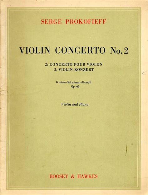 Prokofieff Violin Concerto No In G Minor Op For Violin And