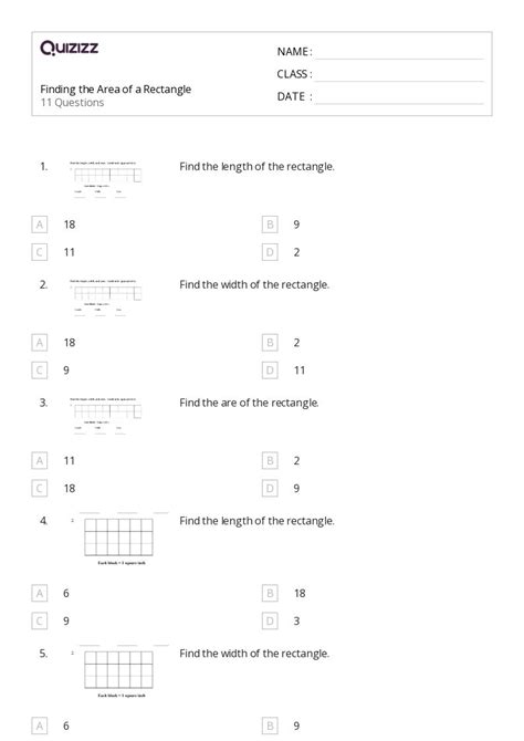 50 Area Of A Rectangle Worksheets For 5th Class On Quizizz Free And Printable