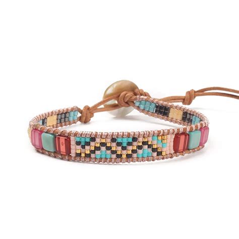 Miyuki Delica Tila Beads Bracelet Handmade Wrist Adjustable