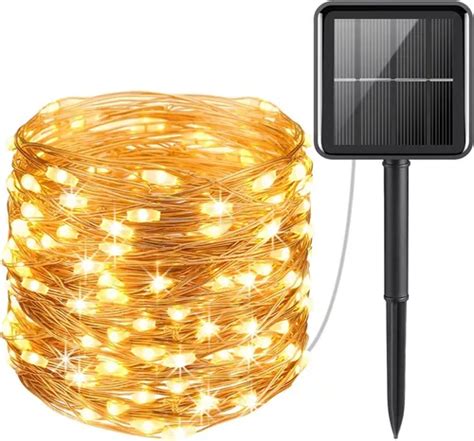 Luces Solar Alambre Hada Deco Led Boda 30 Metros Amarilla Cuotas Sin