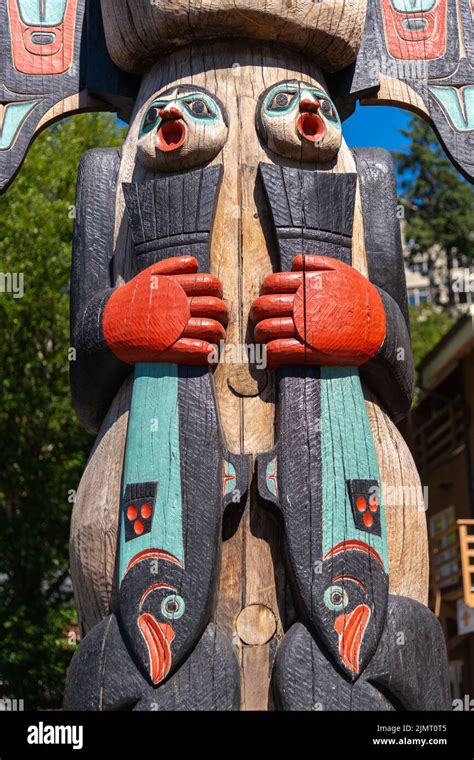 Detail Of The Native Alaskan Totem Pole Called Chief Johnson Totem Pole