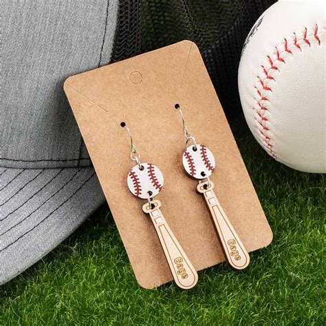 Boucles D Oreilles De Baseball Avec Nom Personnalis Bijoux De Batte