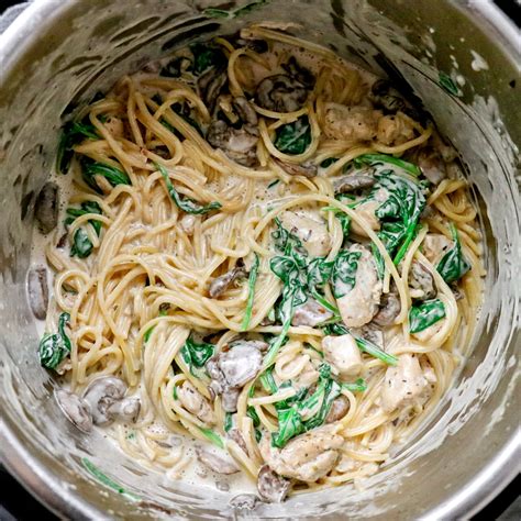 Instant Pot Creamy Chicken And Mushroom Spaghetti Fab Everyday