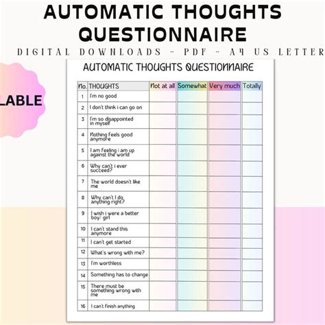 Anxiety Questionnaire Etsy