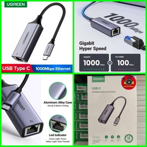 Jual Ugreen Usb C Ethernet Adapter Usb Type C To Rj45 Lan 50737