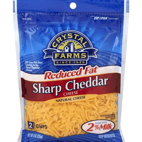 Crystal Farms Shredded Cheese Reduced Fat Sharp Cheddar 8 Oz