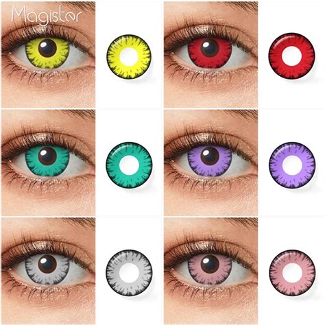 Ovolook 2pcs Pair Anime Contact Lenses For Eyes Cosplay Eye Color Lens Beauty Pupil Colored Eye