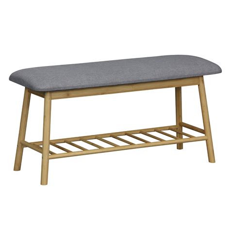 Isla Fabric Shoe Bench Grey Homebase