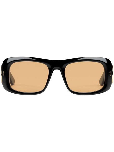 Gucci Interlocking G Rectangle Frame Sunglasses In Schwarz Modesens