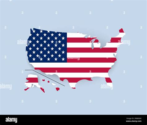 USA Map In United States Flag Colors Vector Flat Illustration