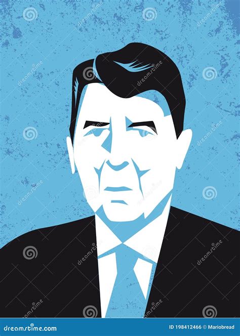 Ronald Reagan Former American President Vector Illustrations