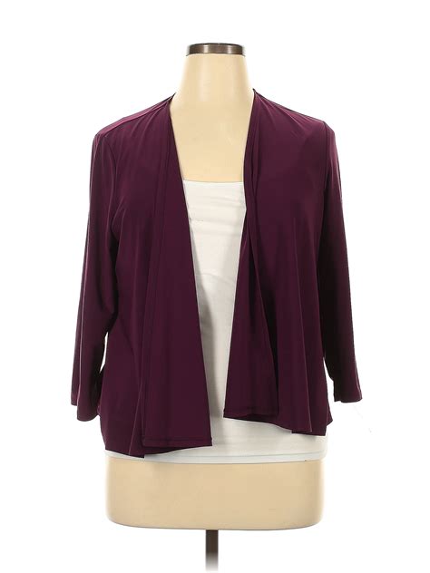 Roz Ali Color Block Solid Purple Burgundy Cardigan Size 14 72 Off