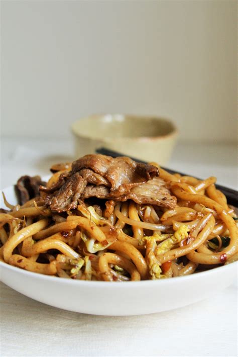 Stir Fry Beef Udon Noodles Japanese Yakiudon The Tasty Bite