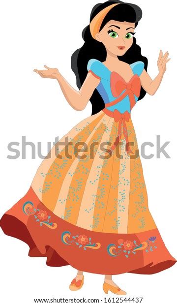 Princess Beautiful Girl Black Hairbeautiful Cute Stock Vector Royalty