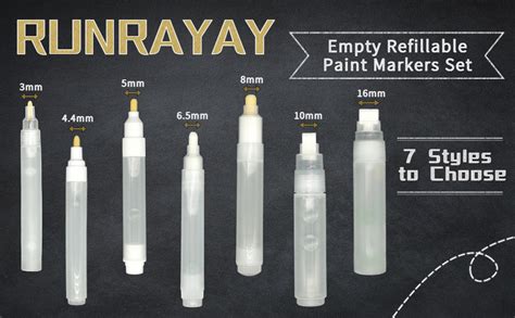 Runrayay Refillable Paint Marker Pen Set 7pcs Empty Refill