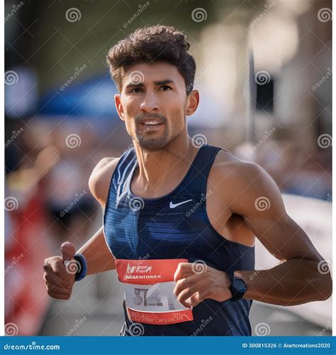 Capture The Determination In A Portrait Of A Marathon Runner Nearing