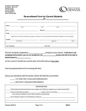 Fillable Online Ccd Re Enrollment Form For Current Students To Fax