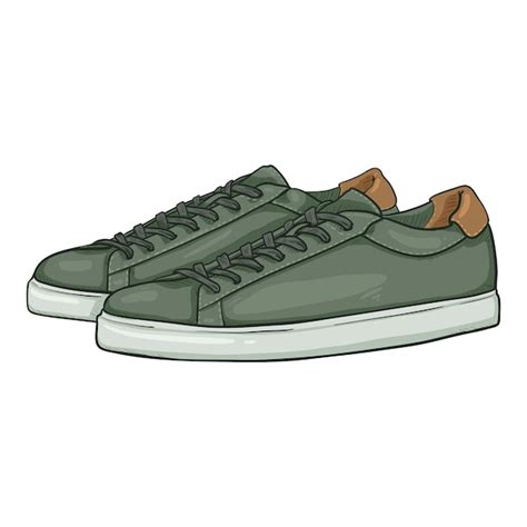 Premium Vector Vector Cartoon Green Sneakers Smart Casual Shoes