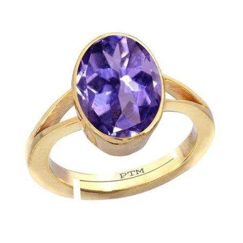 Buy Ptm Gold Plated Panchdhatu Ratti Iolite Gemstone Ring Men