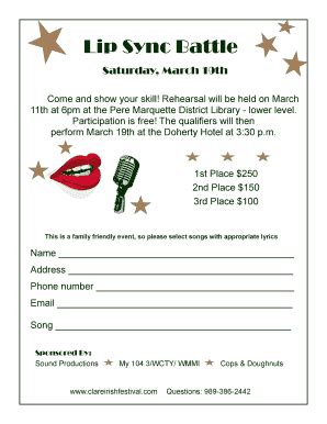 Fillable Online Lip Sync Battle Clare Irish Festival Fax Email Print