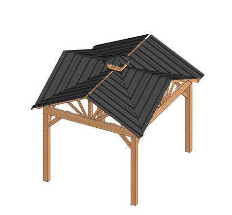 Gazebo With 4 Sided Gable Roof Building Plans Diy Backyard